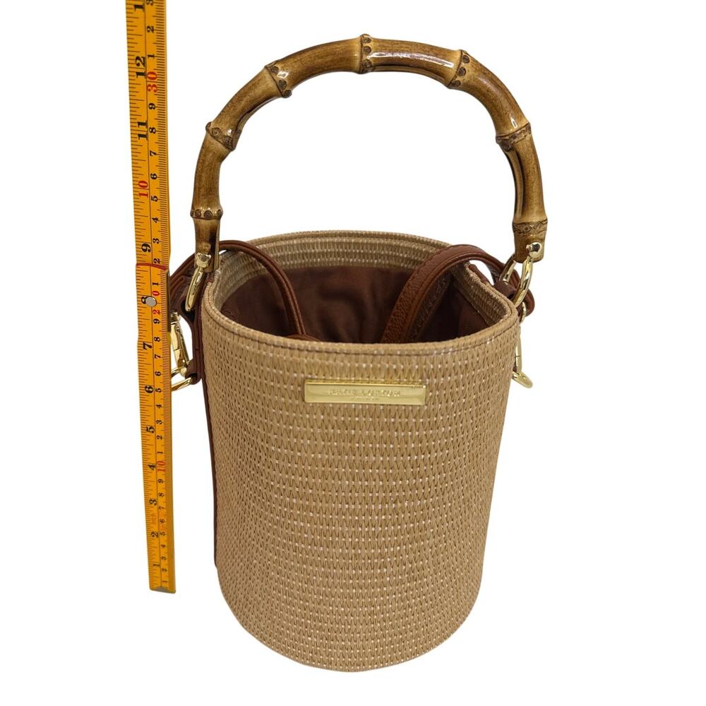 Katie Loxton Gigi Straw Woven Bucket Bag Bamboo Handle Brown Crossbody NWOT - Picture 6 of 9